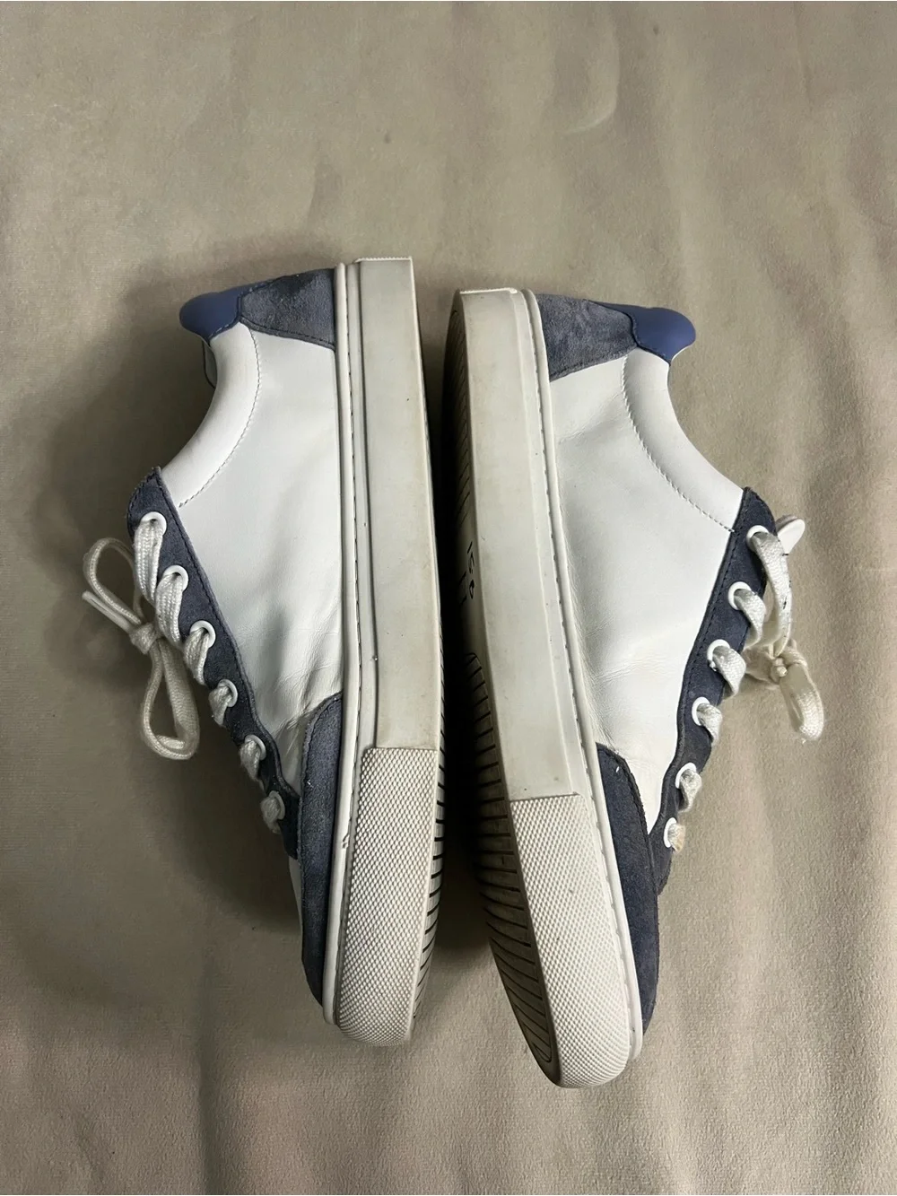 💙 Tory Burch Howell Court Leather Suede Sneakers White Navy Size 8M